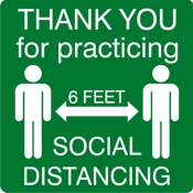 Thank You, Social Distancing, 6 feet sign for COVID display