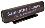 Designer Molded Plastic Desk Engraved Sign w/ Rounded Holder 2"x10"