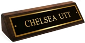 Walnut Easel Desk Sign with Premier brass 2"x8"